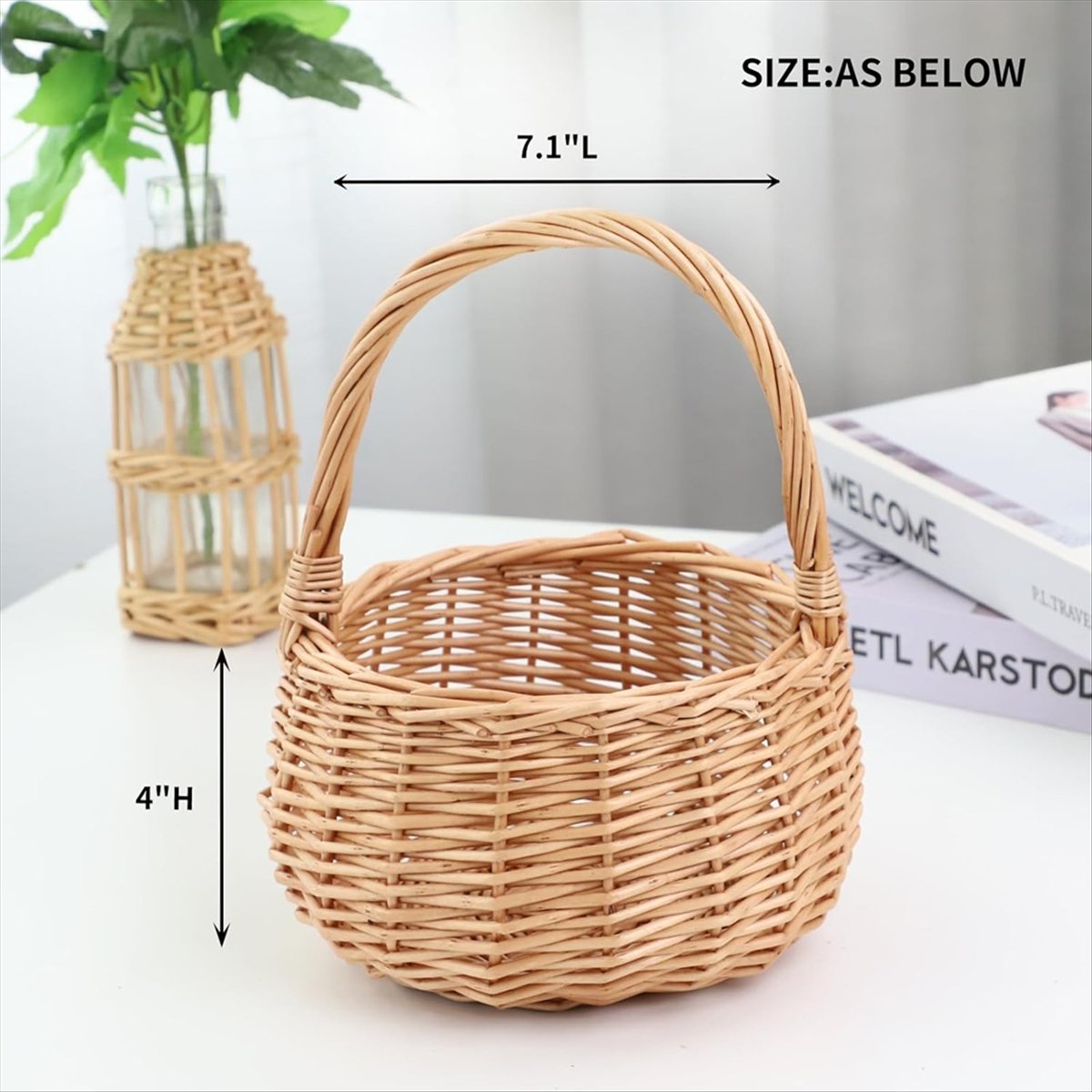 سلة نزهة من الخوص مع مقبض، سلة - مراجعة Flower Girl Basket وسعره